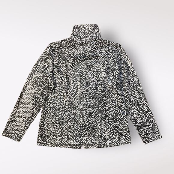 Misook Vintage Y2K Black White Spotted Shiny Zip Closure Jacket Size S - Picture 3 of 8